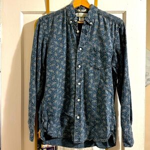 H&M Men Denim Patterned Long Sleeve Button Down